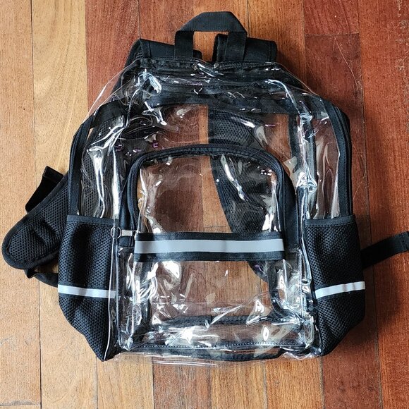 NWOT Clear Backpack With Pockets And Adjustable Straps - Picture 2 of 13